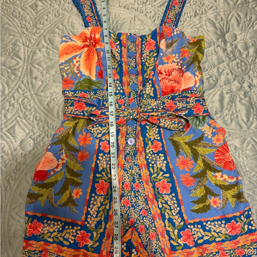 FARM Rio Floral Blue and Orange Romper